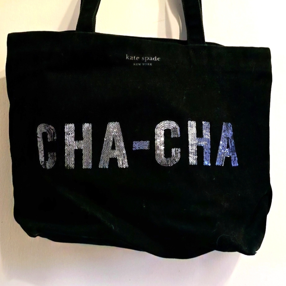 Black Kate Spade CHA-CHA canvas tote bag